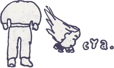 head running away from body. "cya"