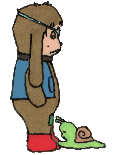 animated loop. snail clinging to a dogs foot which is being lifted up.