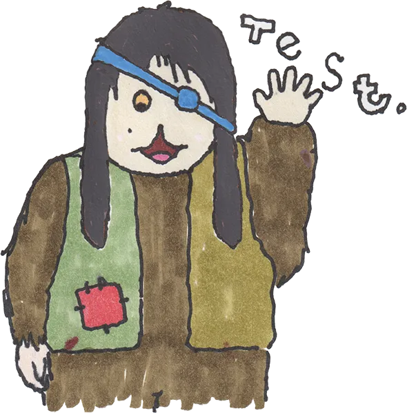 friendly dog with eyepatch waving.
